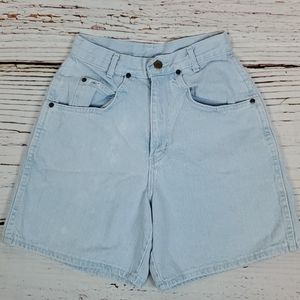 Vtg 90s Super High Waist Light Wash Denim Shorts